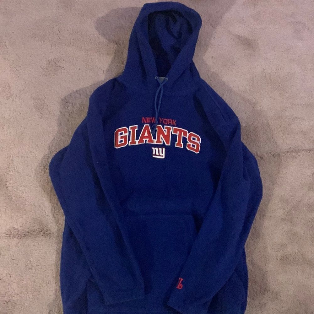 NFL New York Giants Blue Fleece Hoodie Embroidered Pullover Sweatshirt Mens